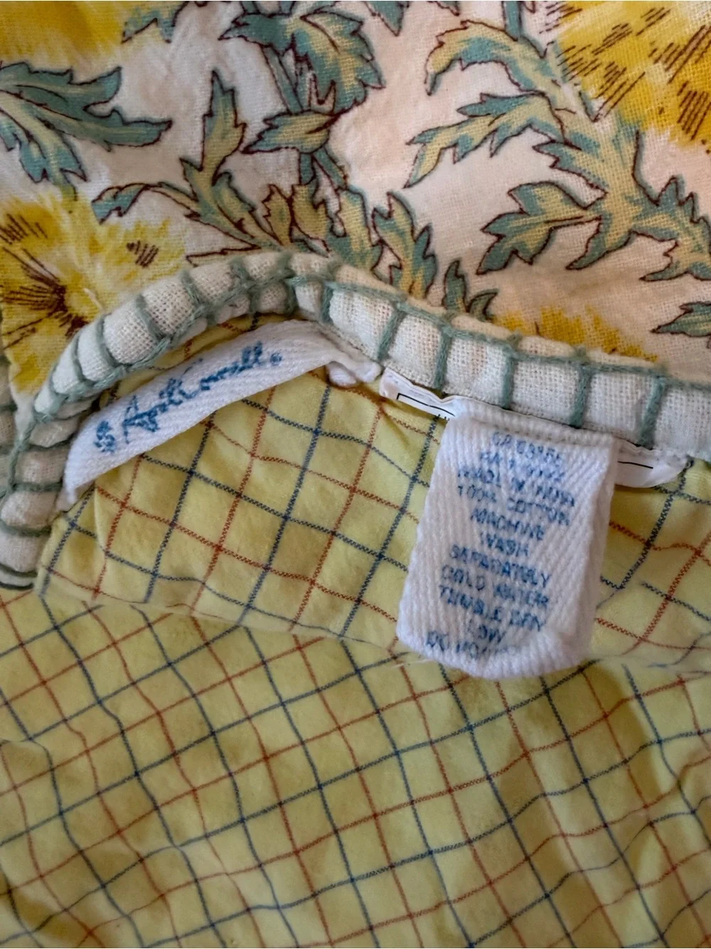 April Cornell Yellow & Green Floral Quilt and Pillow Shams 100% Cotton